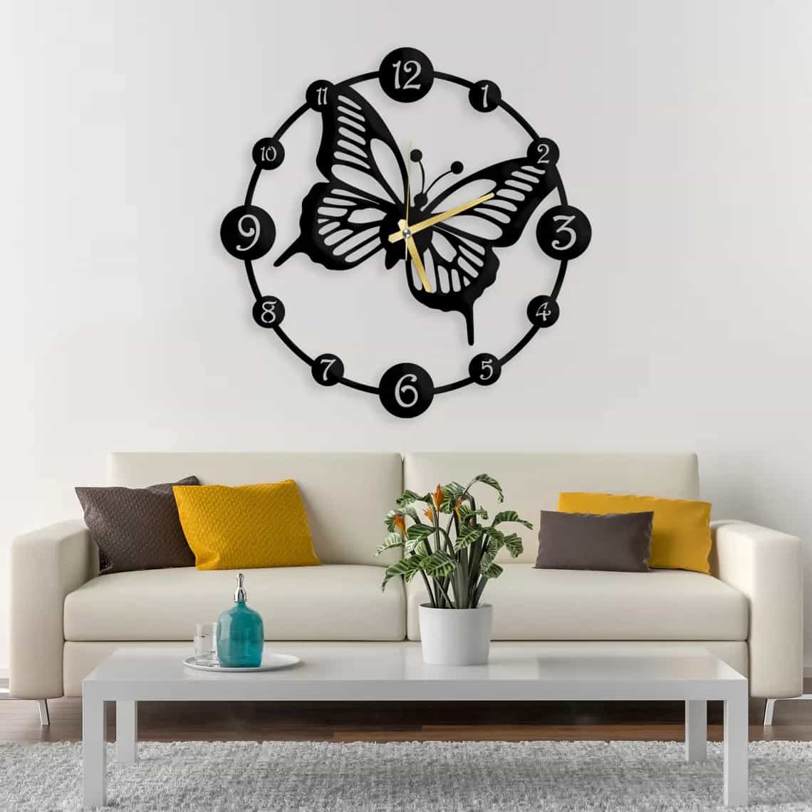 Butterfly Wall Clock - Metal Decor - ARTICLE WC1 thumbnail 1
