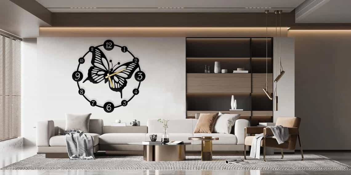 Butterfly Wall Clock - Metal Decor - ARTICLE WC1 thumbnail 2