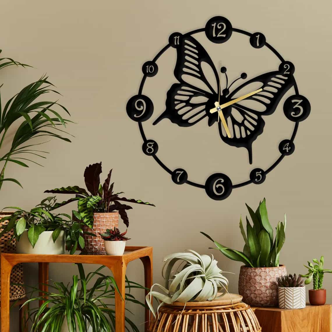 Butterfly Wall Clock - Metal Decor - ARTICLE WC1 thumbnail 3