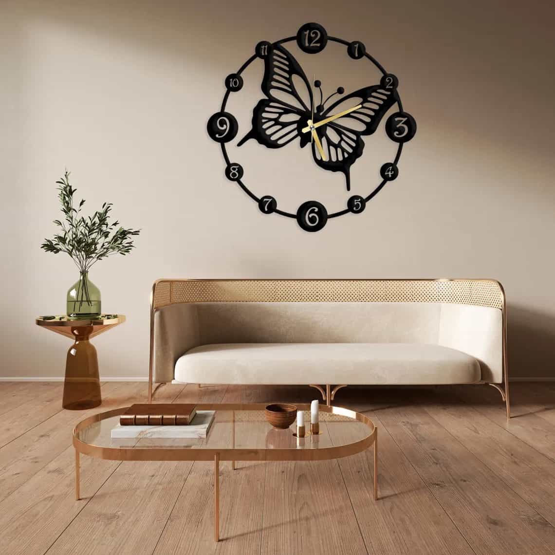 Butterfly Wall Clock - Metal Decor - ARTICLE WC1 thumbnail 4