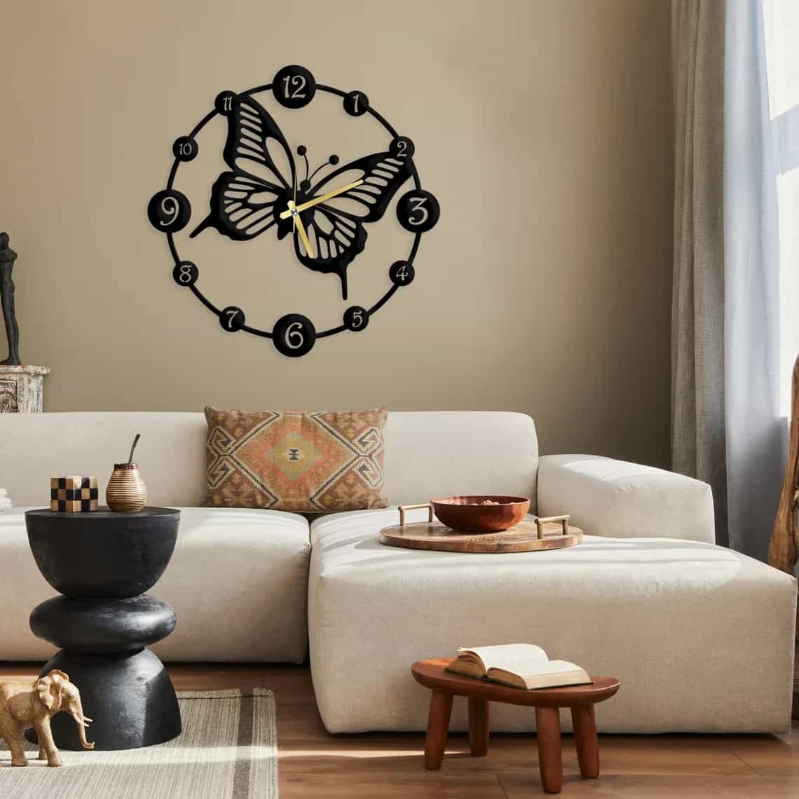 Butterfly Wall Clock - Metal Decor - ARTICLE WC1 thumbnail 5