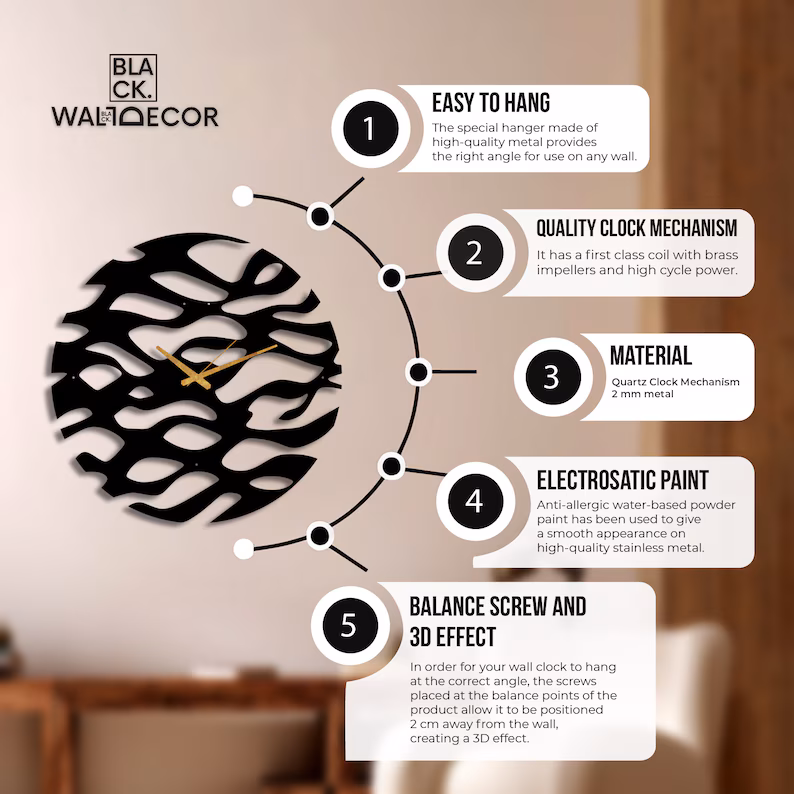 Waves - Metal Abstract Wall Clock - ARTICLE WC09 thumbnail 4